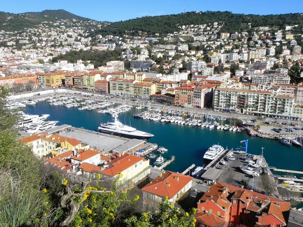 A view of the harbor and buildings in nice