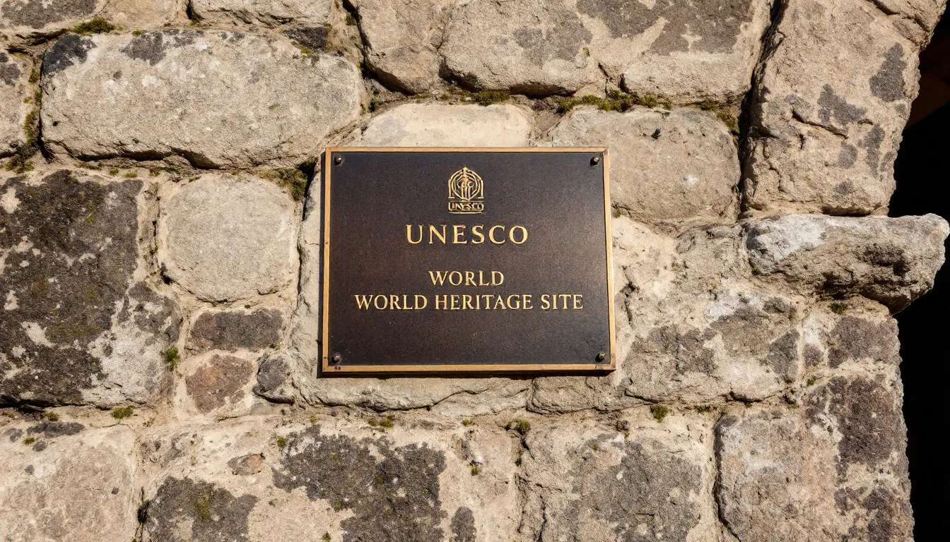 Top 10 Oldest Churches in the Philippines: Sacred Heritage Sites That Define Filipino History 6 The image features a UNESCO World Heritage Site plaque affixed to the wall of a historic church, highlighting its significance as one of the oldest stone churches in the Philippines. The plaque signifies the church's rich cultural heritage and architectural marvel, contributing to the preservation of the nation's history and faith.