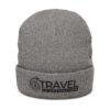 Travel to Destination Embroidered Ribbed Knit Beanie – Compass Logo Cuffed Hat