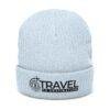 Travel to Destination Embroidered Ribbed Knit Beanie – Compass Logo Cuffed Hat